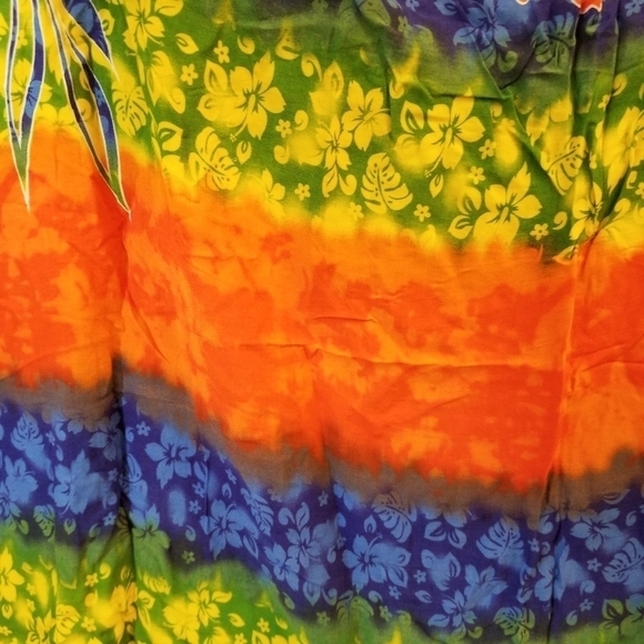 {58" x 45"} Rainbow Hawaiian Hibiscus Swimsuit Cover Up Wrap Skirt Dress - Picture 4 of 8
